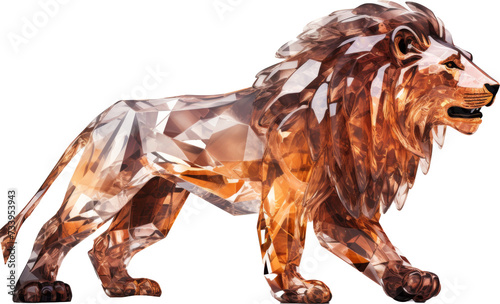 Brown crystal shape of lion,lion made of crystal 