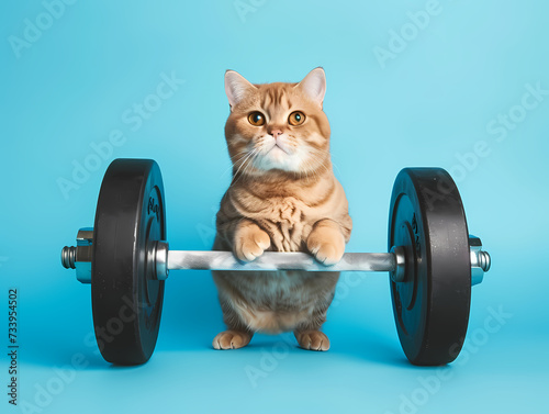Cat Training in Gym , creative idea, fitnes minimal concept © Nicco 