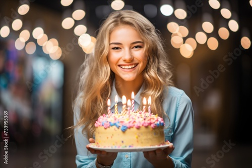 woman with birthday cake
