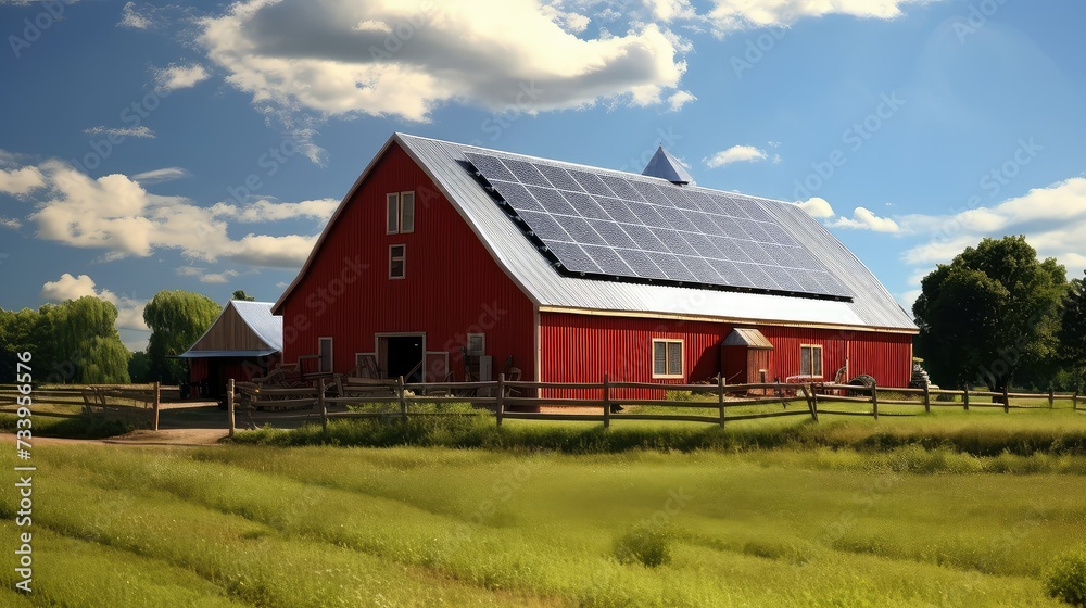 Obraz premium electricity solar panel barn