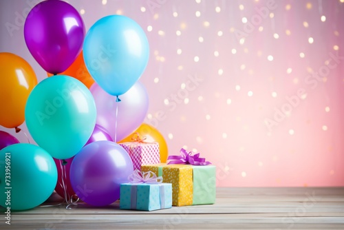 gift boxes with balloons generative ai