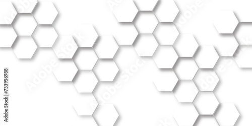 Abstract background with hexagonal geometric hexagon polygonal pattern background. 3d seamless bright white web cell and triangle abstract honeycomb background. white and gray backdrop wallpaper. 