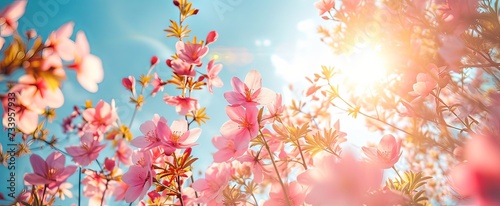 Spring Flowers Basking in Golden Sunlight