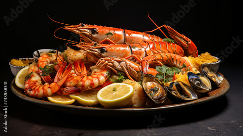 Seafood grilled on a plate.