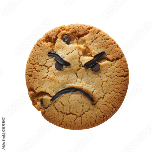 Cookie with angry expression, PNG image, transparent background.