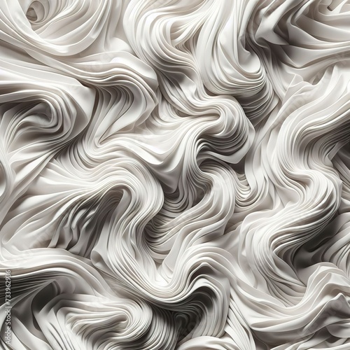 white crumpled fabric texture background. Silk curtain with fold waves for design