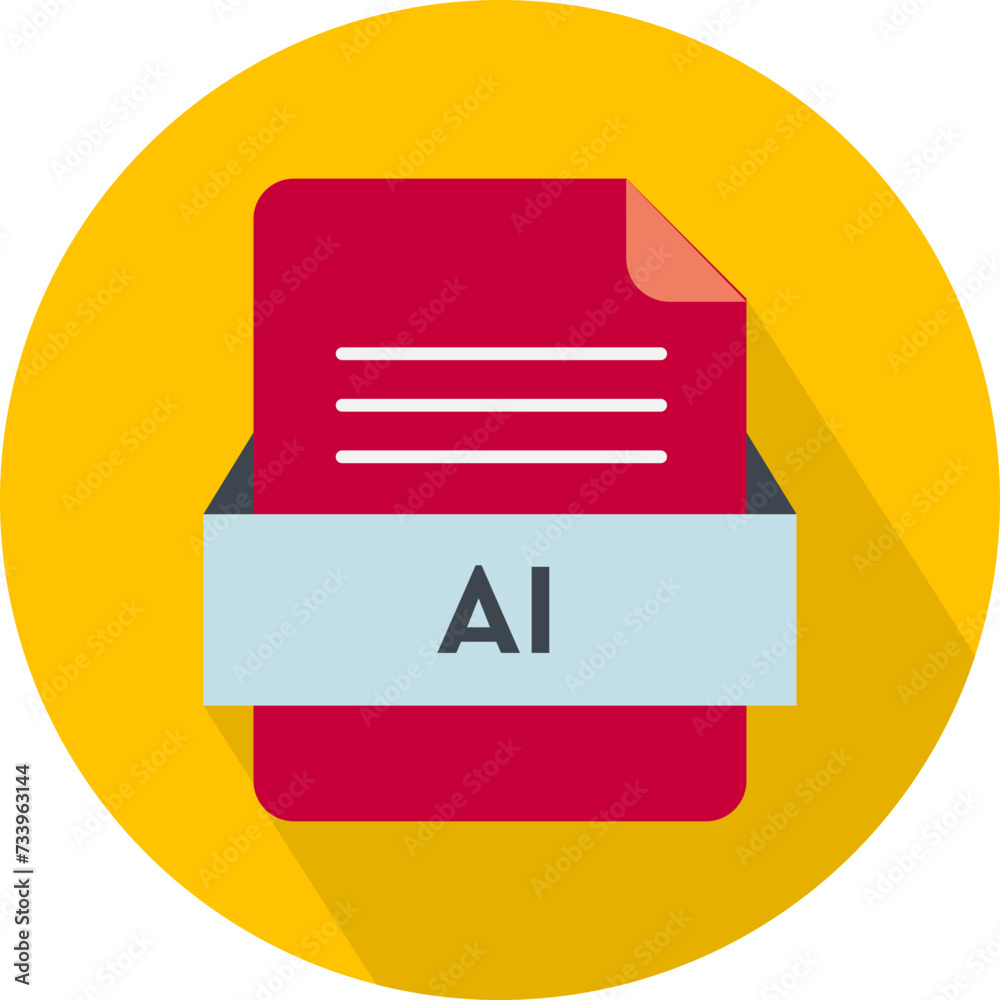 AI File icon with Outrageous Orange Color in circular Shape
