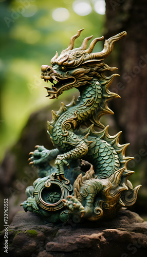 Chinese dragon statue in the garden. chinese dragon statue in the garden © Wazir Design