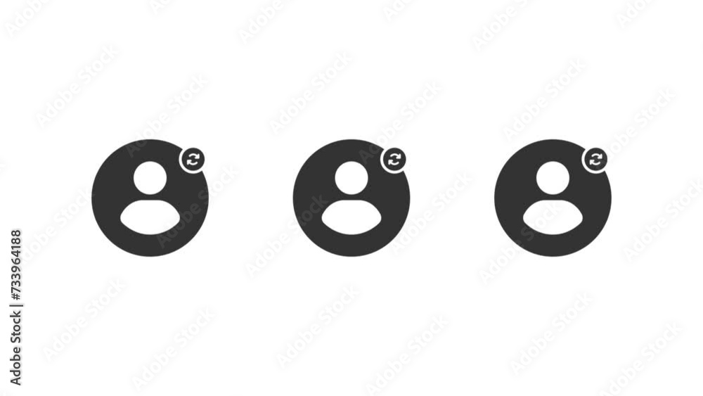 3 icon animation, 4k resolution set pack about change account, ready to use, transparent, auto looping 3 icon animation, 4k resolution set pack about change account, ready to use, transparent, auto looping