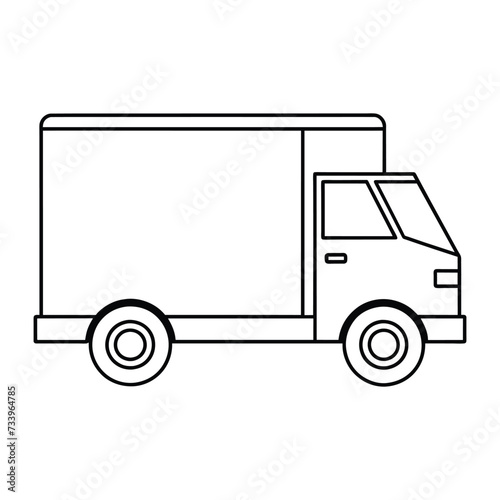 Delivery truck Outlined on white