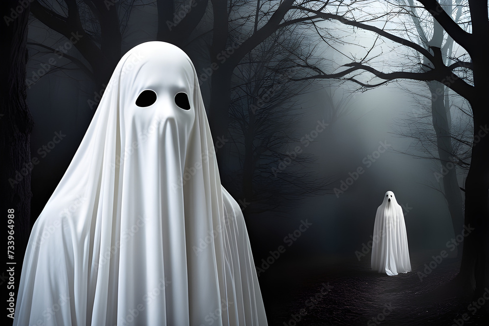 chilling ghost portrait with a spectral figure and hollow eyes. chilling ghost portrait with a spectral figure and hollow eyes.