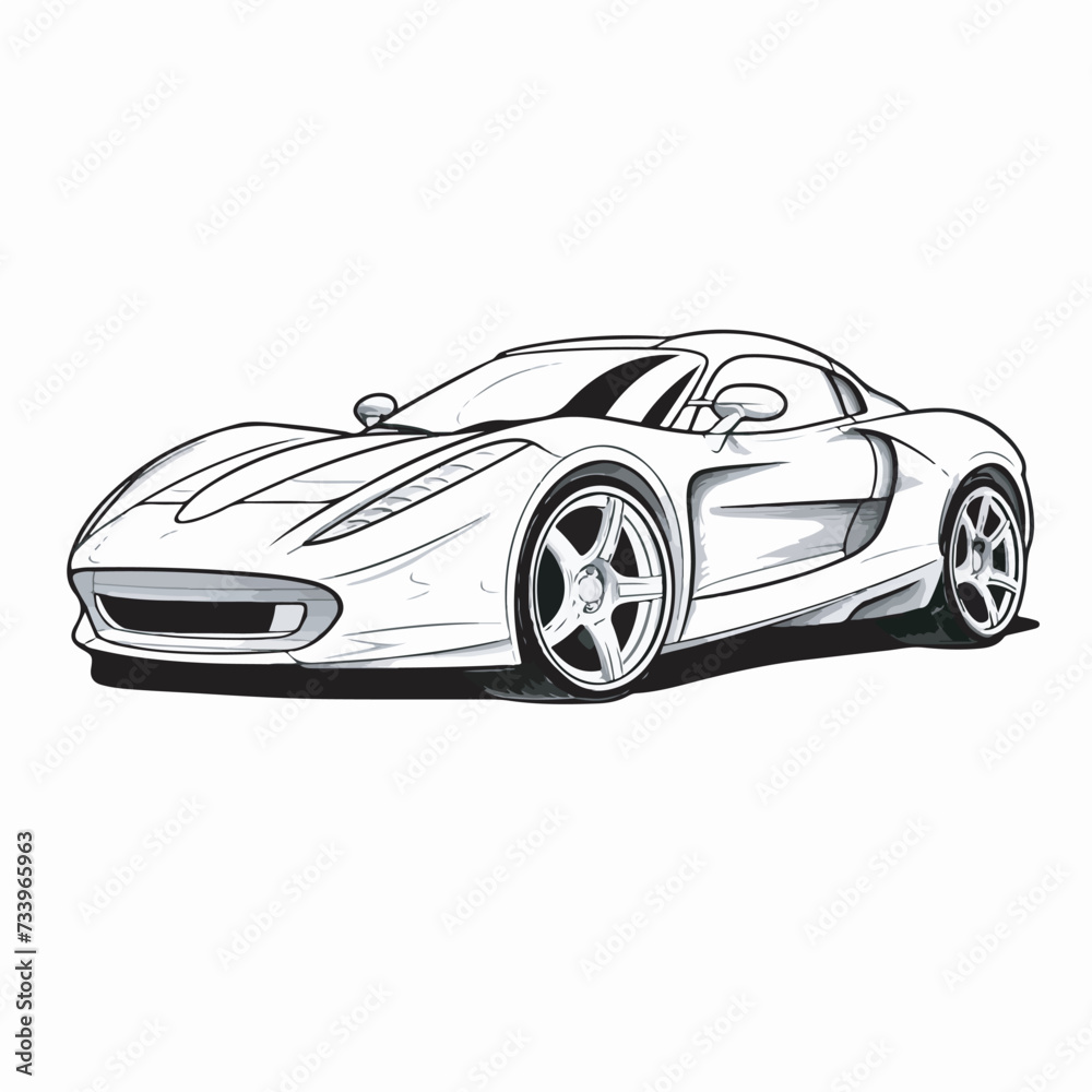 Sports car symmetrical cartoon flat vector isolated.