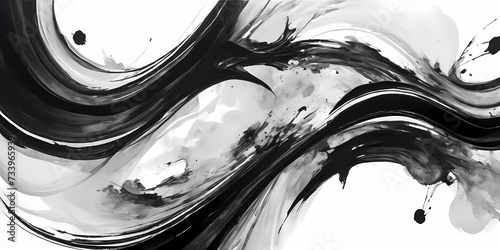 Geometric abstract ink shapes. Art oil painting ink design