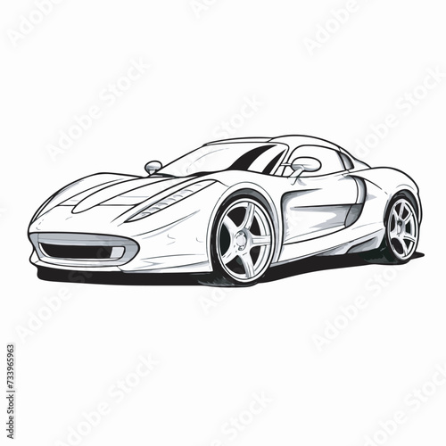 Sports car symmetrical cartoon flat vector isolated.