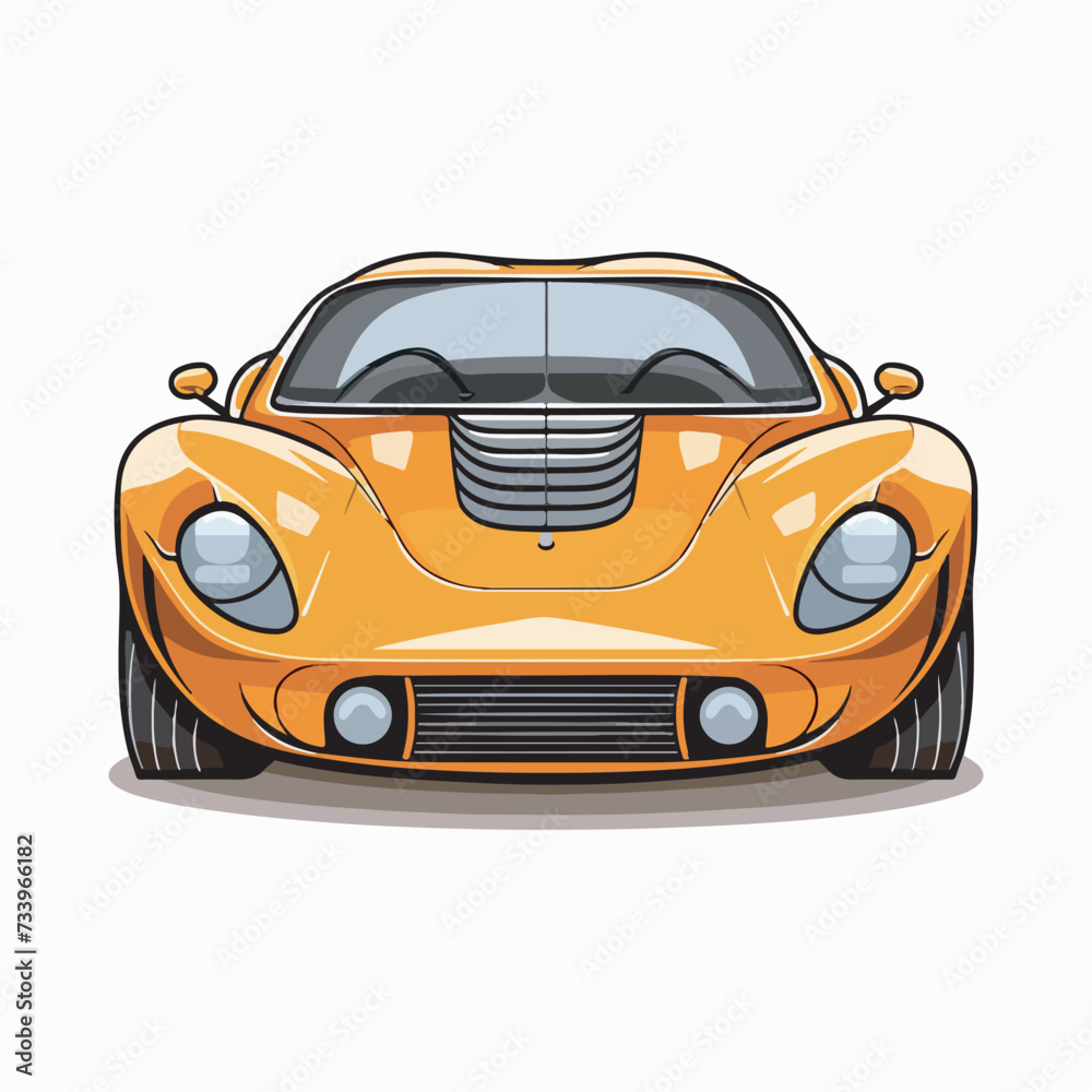 Sports car symmetrical cartoon flat vector isolated.