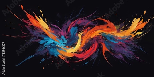 Abstract multicolored bright figures in ink. Abstract painting with paints. Graphic art