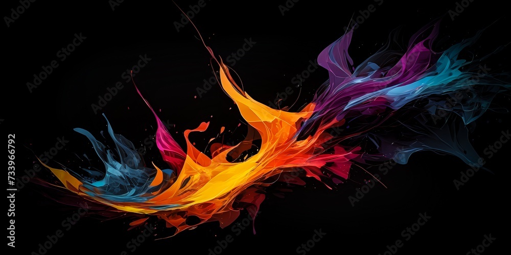 Fototapeta premium Abstract multicolored bright figures in ink. Abstract painting with paints. Graphic art