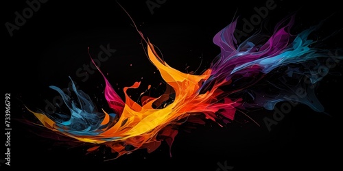 Abstract multicolored bright figures in ink. Abstract painting with paints. Graphic art