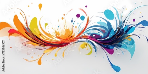 Abstract multicolored bright figures in ink. Fbstract painting with paints on a white background