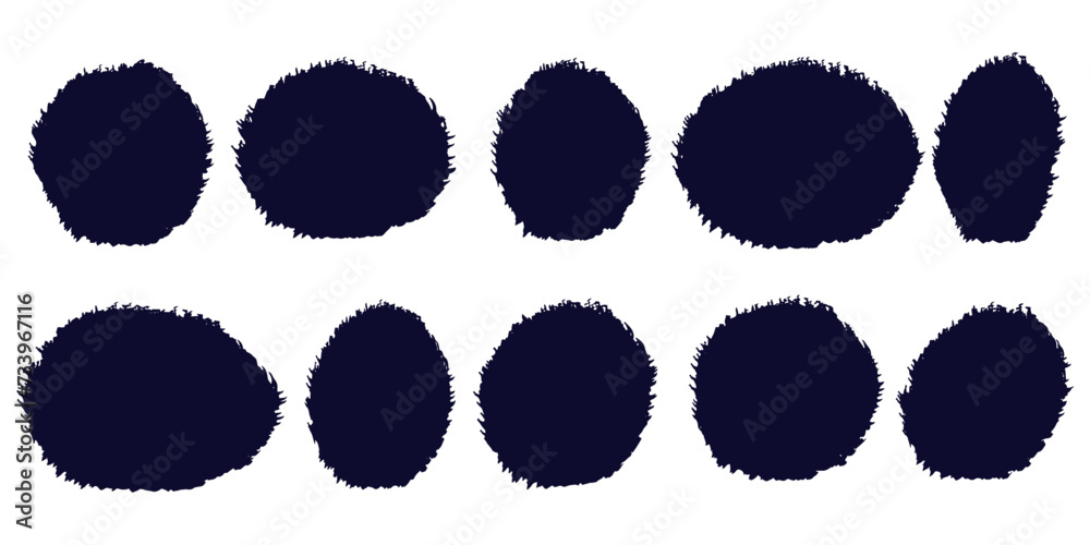 Set of abstract shaped stickers for unique modern round designs. 10 grunge-style frames with uneven black edges. Decorative frame template for modern design Set of abstract shaped stickers for unique modern round designs. 10 grunge-style frames with uneven black edges. Decorative frame template for modern design