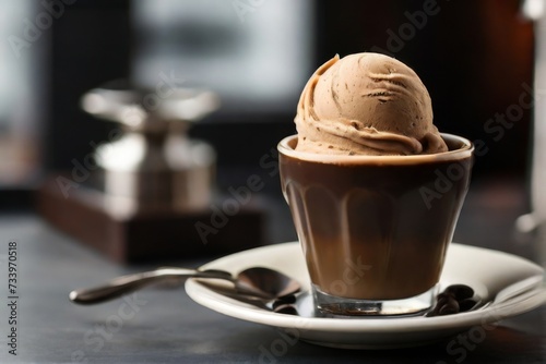 Sophisticated scoop of espresso gelato in an espresso cup