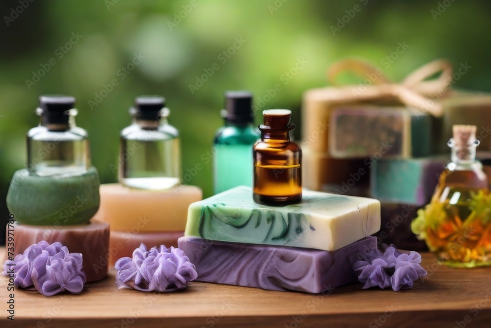 Set of aromatherapy essential oils paired with complementary scented handmade soaps Set of aromatherapy essential oils paired with complementary scented handmade soaps