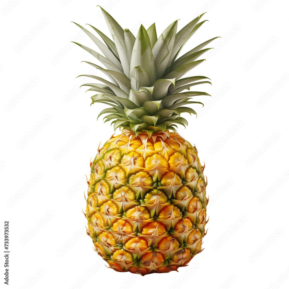 pineapple fruit on isolated transparent background pineapple fruit on isolated transparent background