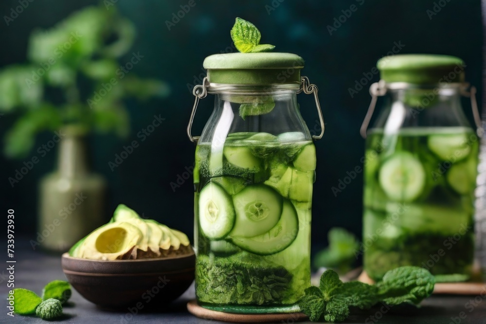 Detox water infused with cucumber slices Detox water infused with cucumber slices
