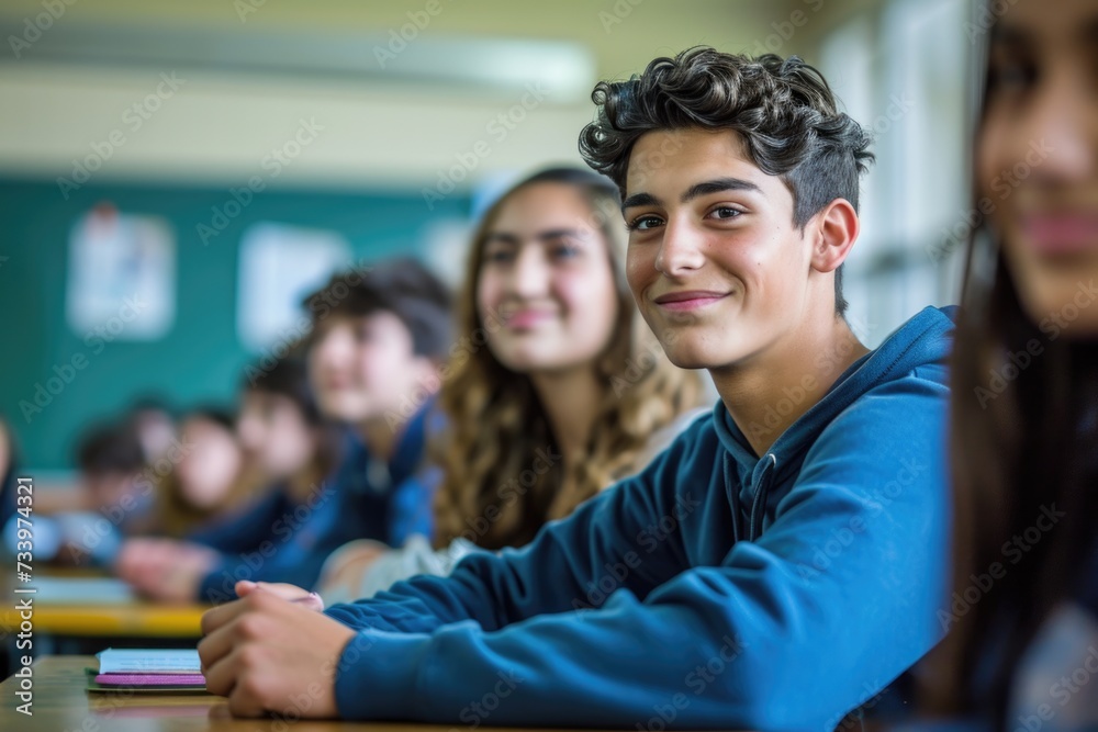 Fototapeta premium High school students enjoying classroom learning
