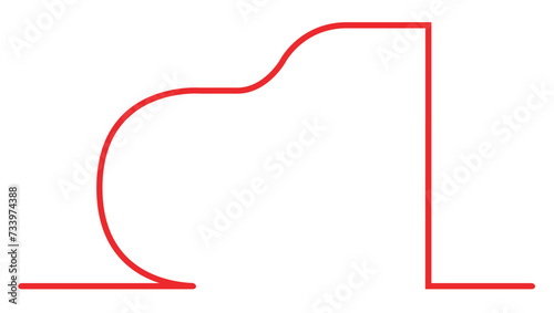 Grand Piano Red Line Drawing