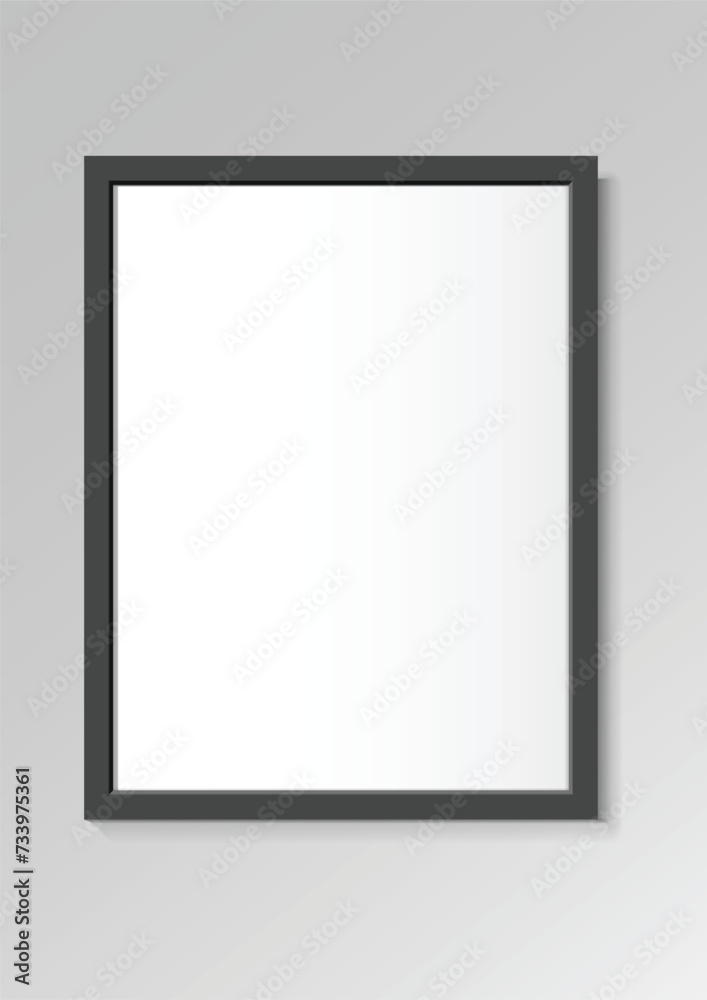 Realistic Black vertical a4 flat frames. For an image or photo. Posters on wall. Frames Design Template for Mockup. Vector illustration Realistic Black vertical a4 flat frames. For an image or photo. Posters on wall. Frames Design Template for Mockup. Vector illustration