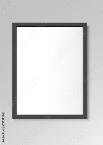 Realistic Black vertical a4 flat frames. For an image or photo. Posters on wall. Frames Design Template for Mockup. Vector illustration