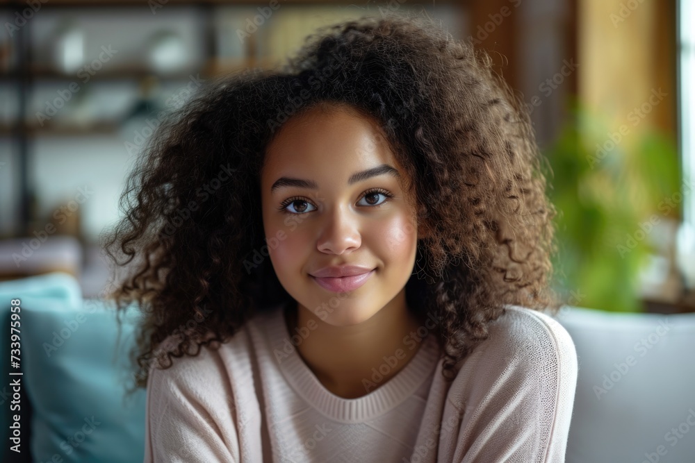 Teenage mixed race girl attends online high school. Teenage mixed race girl attends online high school.