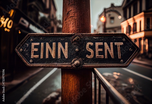 Street Sign to Friend versus Enemy. Generative AI photo