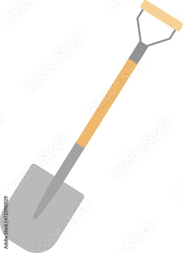 Garden shovel isolated in white background. Garden spade template