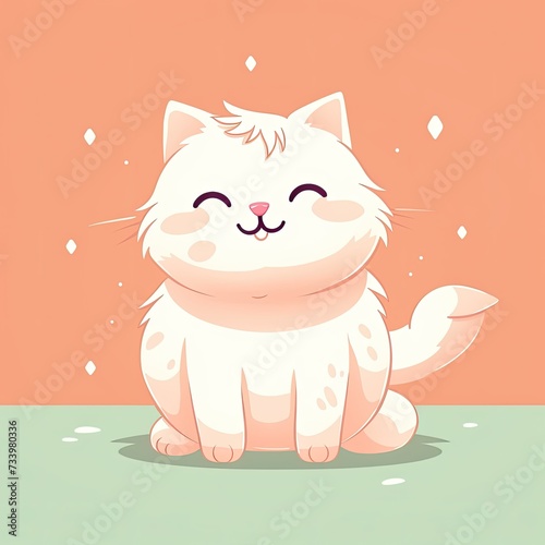 Flat Illustration of Cute Cat