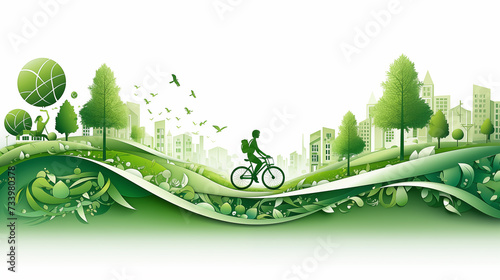 illustration of green energy and natural resources for ecology concept
