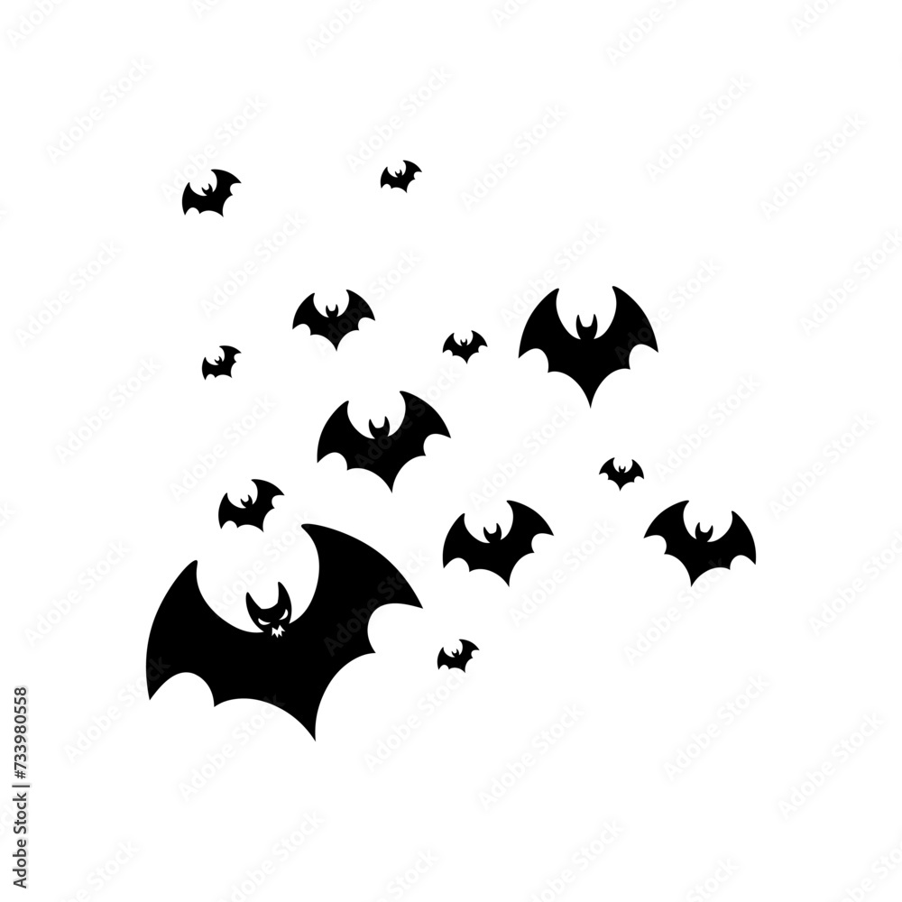 Swarm of bats icon. Lots of bats. Silhouette style. Vector icons Swarm of bats icon. Lots of bats. Silhouette style. Vector icons