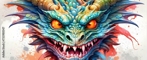 Majestic Dragon. Colorful Illustration T-Shirt Symbolizing Success in Chinese Tradition.