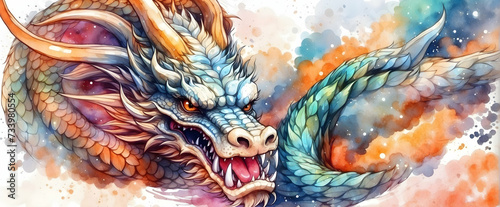 Majestic Dragon. Colorful Illustration T-Shirt Symbolizing Success in Chinese Tradition. © ZackZephyr