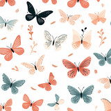 Butterfly line art cute minimalist style seamless pattern vector file