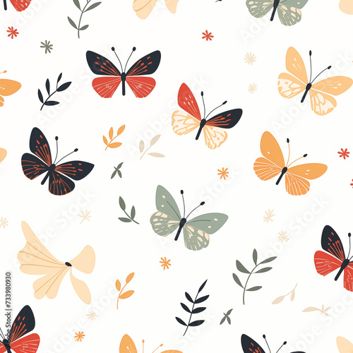 Butterfly line art cute minimalist style seamless pattern vector file