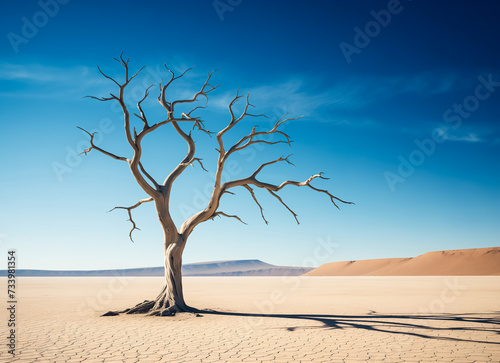 Dry tree twigs or Dead tree. Minimal background for summer concept