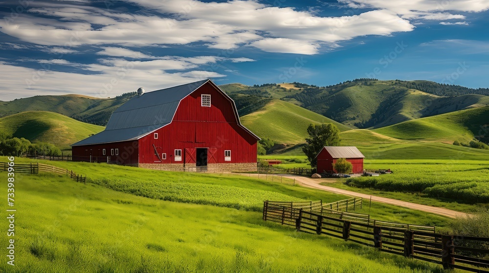 Obraz premium country red barn a