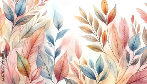 leaves floral pattern background with pastel color style