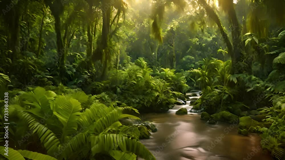 Jungle forest, river is flowing. National Nature Park, beautiful, calm, relaxing and scenic environment. Tourist destination Jungle forest, river is flowing. National Nature Park, beautiful, calm, relaxing and scenic environment. Tourist destination