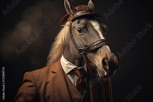 Horse with suit and hat