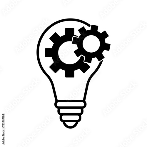light bulb with gears icon vector