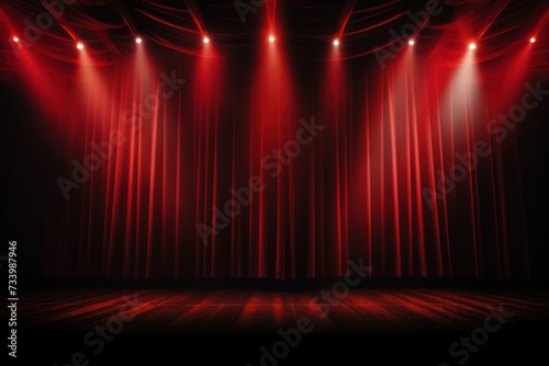 Empty Stage with Spotlight Beam Background with Copy Space