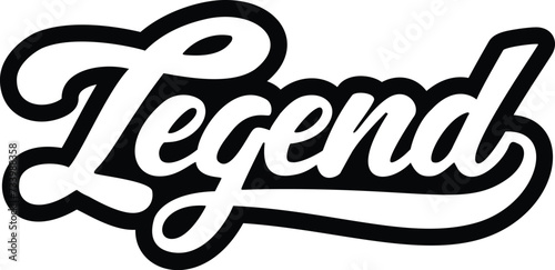 legend word in calligraphic fonts in black over white, generative ai